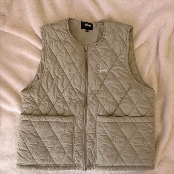 Stussy Jackets & Blazers - Stussy Quilted Sleeveless Vest in Sage Green